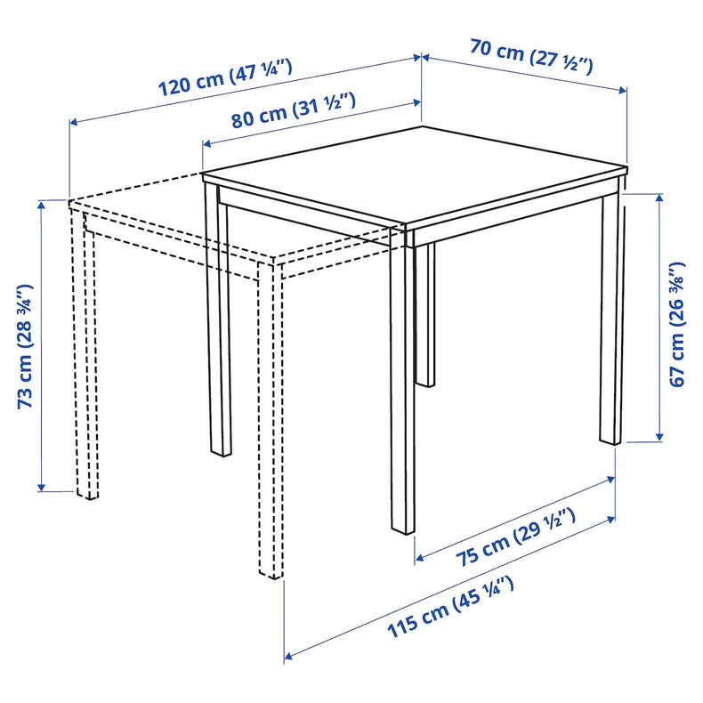 IKEA VANGSTA ВАНГСТА / JANINGE ЯН-ИНГЕ, стол и 2 стула, белый / жёлтый, 80 / 120 см 592.212.12 фото №4