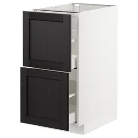 IKEA METOD МЕТОД / MAXIMERA МАКСИМЕРА, напольный шкаф 2фасада / 2выс ящика, белый / Лерхиттан с черными пятнами, 40x60 см 492.575.36 фото