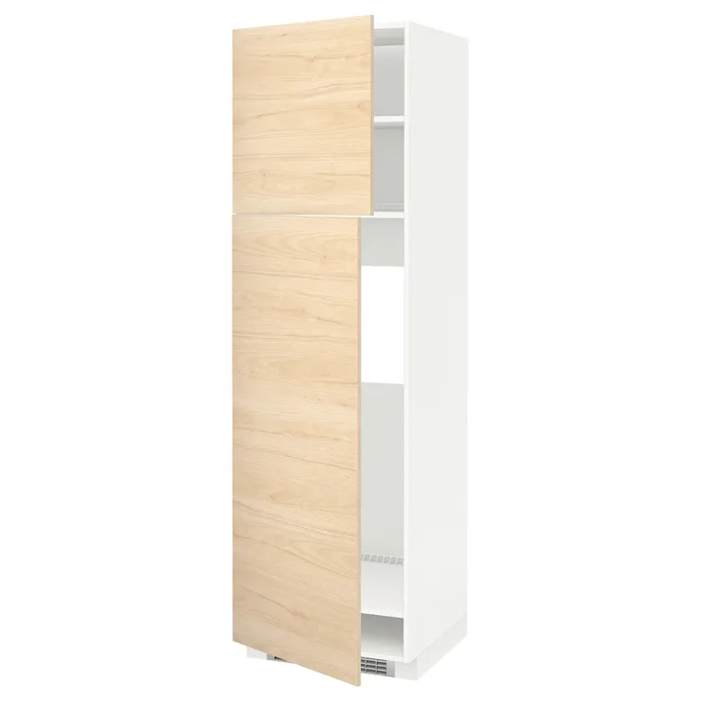 IKEA METOD МЕТОД, высокий шкаф д / холодильника / 2дверцы, белый / аскерсундский узор светлый ясень, 60x60x200 см 394.609.44 фото №1