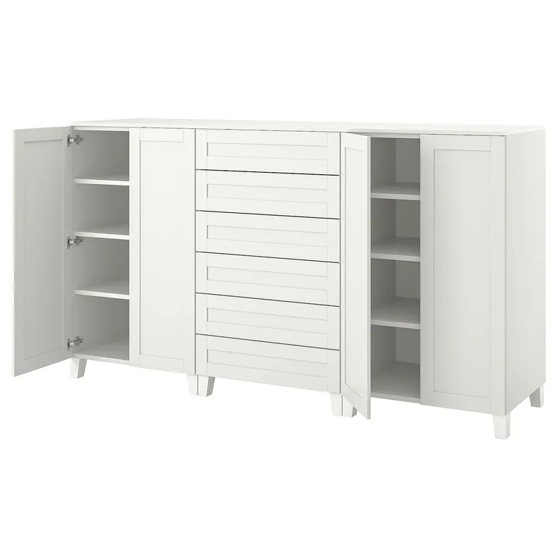 IKEA PLATSA ПЛАТСА, шафа з дверцятами й шухлядами, білий / SANNIDAL САННІДАЛ білий, 240x57x133 см 194.876.47 фото №1