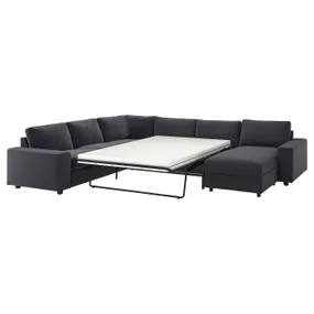IKEA VIMLE ВІМЛЕ, кут диван-ліжко, 5-місн з кушеткою, з широкими підлокітниками/Djuparp темно-сірий 095.372.47 фото