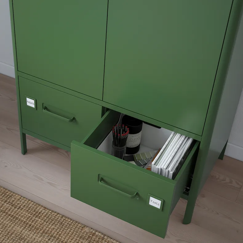 IKEA IDÅSEN ІДОСЕН, шафа з дверцятами й шухлядами, темно-зелений, 80x47x119 см 904.963.98 фото №9
