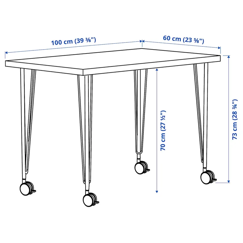 IKEA LINNMON ЛИННМОН / KRILLE КРИЛЛЕ, письменный стол, дуб, окрашенный в белый / черный цвет, 100x60 см 195.097.05 фото №2