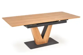беденный стол раскладной HALMAR UMBERTO 160-200x90 см, столешница - натуральный дуб, ножка - натуральный дуб/черный фото