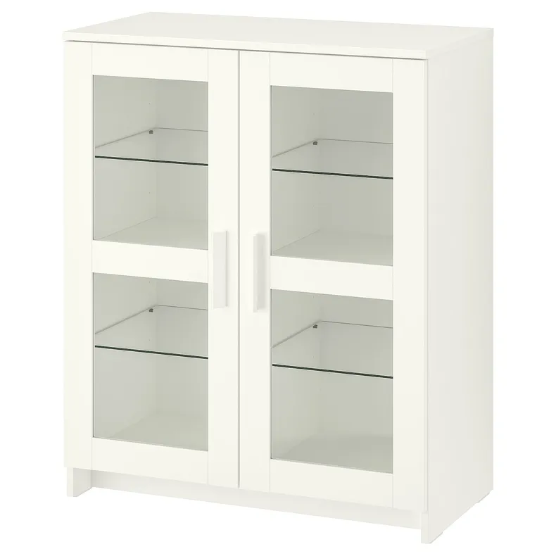 IKEA BRIMNES БРИМНЭС, шкаф с дверями, стекло / белый, 78x95 см 503.006.66 фото №1