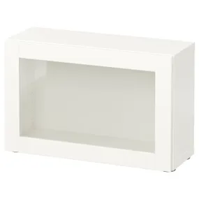 IKEA BESTÅ БЕСТО, секція полиць зі скляними дверцятам, білий / СІНДВІК білий прозоре скло, 60x22x38 см 790.467.07 фото