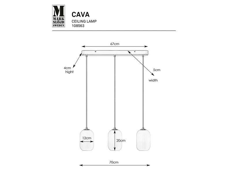 BRW Cava, підвісний світильник 089038 фото №5