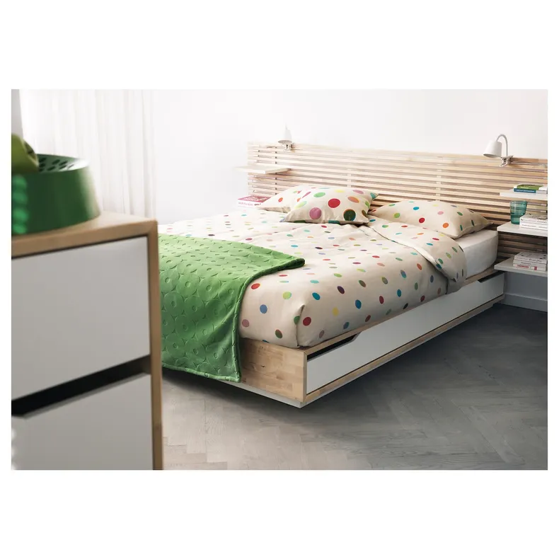 IKEA MANDAL МАНДАЛ, каркас ліжка з відділ д/зберігання, береза/біла, 160x202 см 902.804.83 фото №5