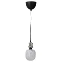 IKEA JÄLLBY ЭЛЛЬБИ / MOLNART МОЛНАРТ, подвесной светильник с лампочкой, никелированный / трубчатый белый / прозрачное стекло 594.945.61 фото thumb №1