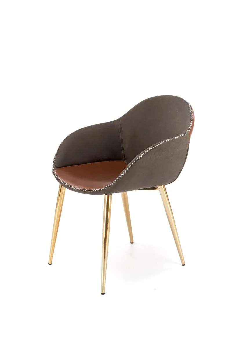 Кухонний стілець HALMAR K304 темно-сірий/коричневий/золотистий хром фото №3