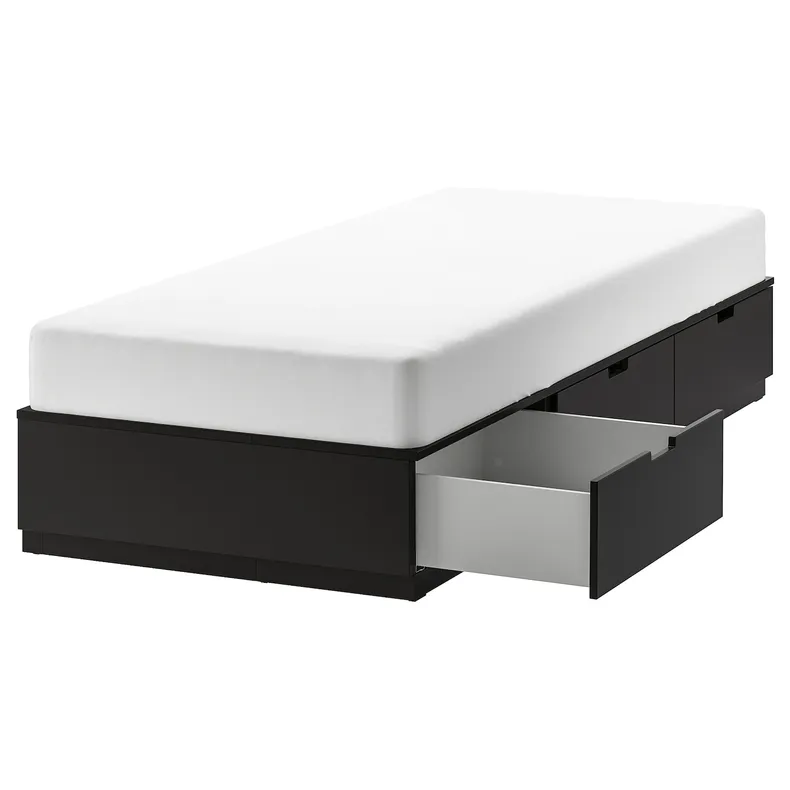 IKEA NORDLI НОРДЛИ, каркас кровати с ящиками, антрацит, 90x200 см 803.727.89 фото №1