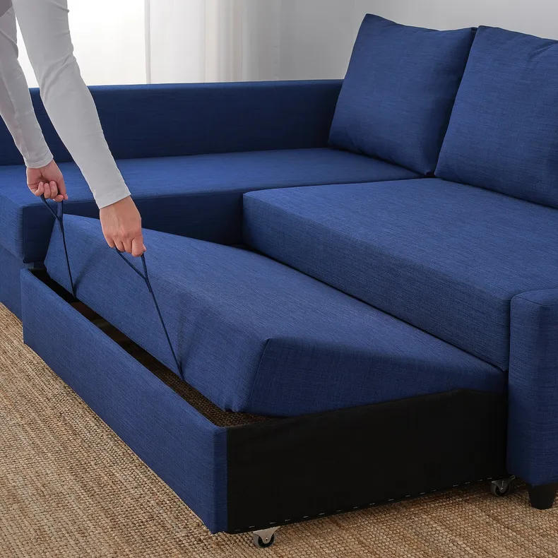 IKEA FRIHETEN ФРІХЕТЕН, кутов диван-ліжко із відд д/зберіг, СКІФТЕБУ синій 492.975.61 фото №5