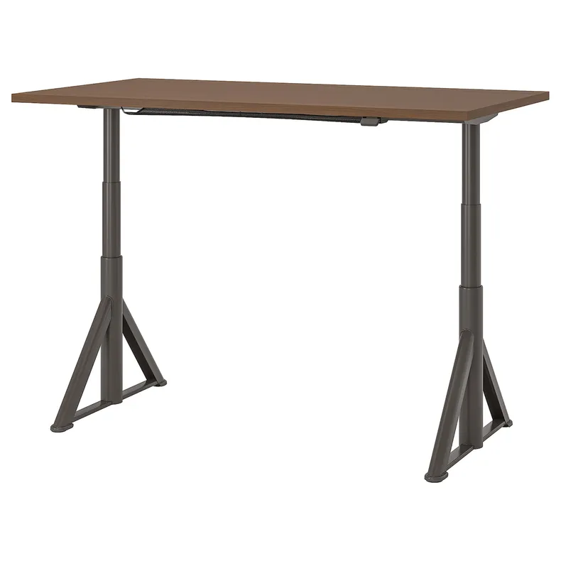 IKEA IDÅSEN ІДОСЕН, стіл регульований, коричневий/темно-сірий, 160x80 см 392.810.04 фото №1