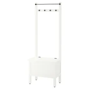 IKEA HEMNES ХЕМНЭС, скамья с ящиком/штанга и 4 крючка, белый, 64x37x173 см 303.966.55 фото
