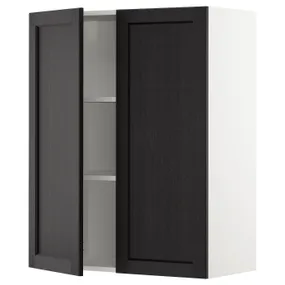 IKEA METOD МЕТОД, навесной шкаф с полками / 2дверцы, белый / Лерхиттан с черными пятнами, 80x100 см 494.542.59 фото