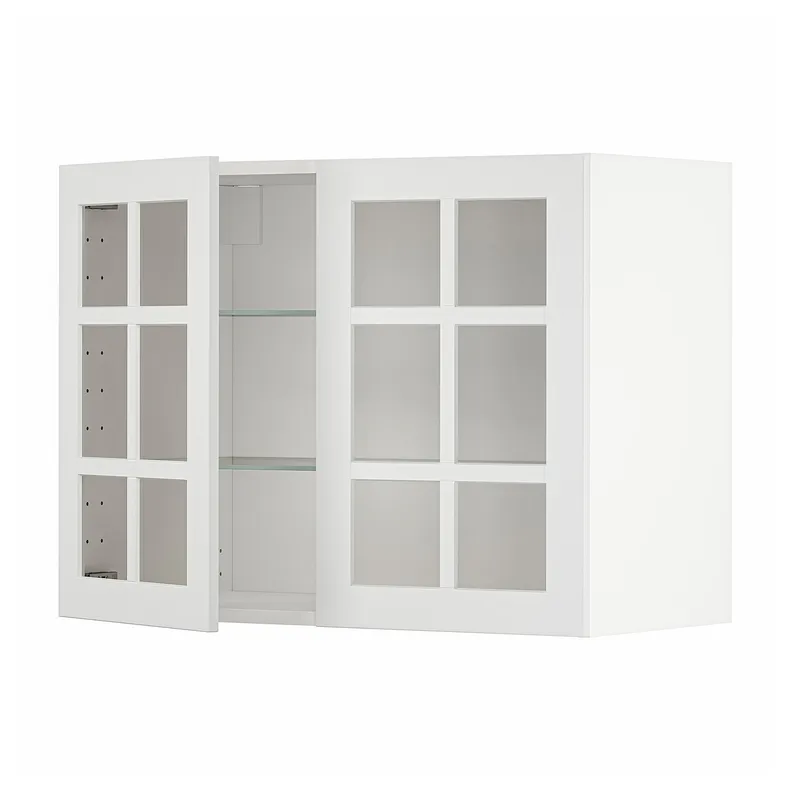 IKEA METOD МЕТОД, настінна шафа, полиці / 2 склх дверц, білий / стенсундський білий, 80x60 см 194.655.27 фото №1
