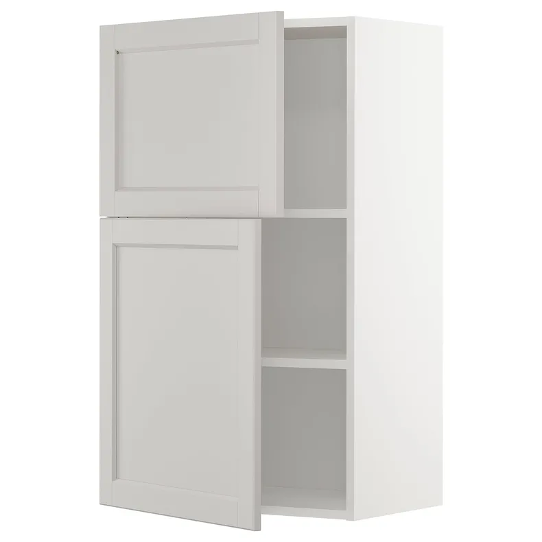 IKEA METOD МЕТОД, навісна шафа з полицями / 2 дверцят, білий / світло-сірий Lerhyttan, 60x100 см 794.680.71 фото №1