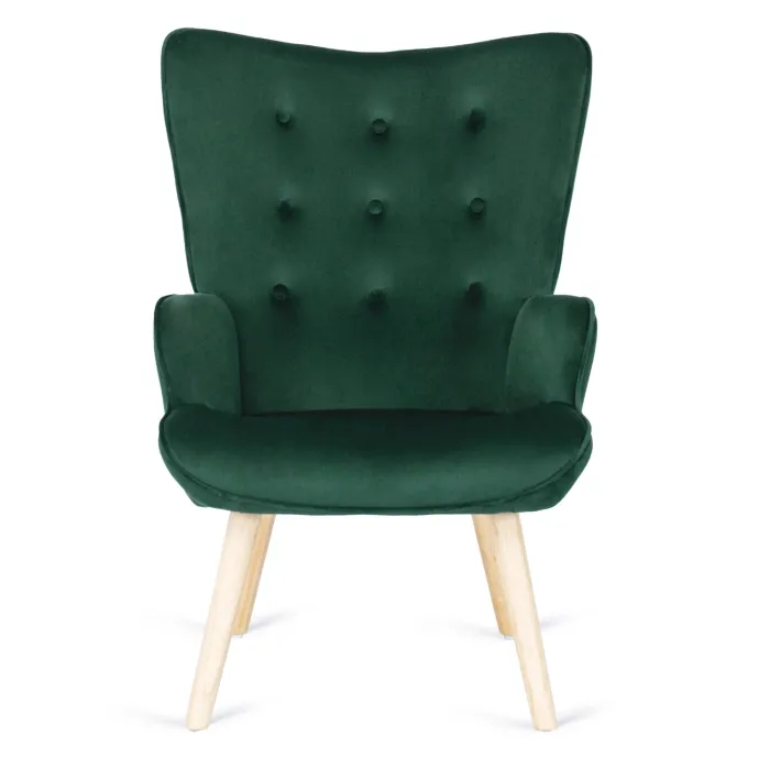 Кресло мягкое бархатное с подставкой для ног MEBEL ELITE LOZANO Velvet, Зеленый фото №7