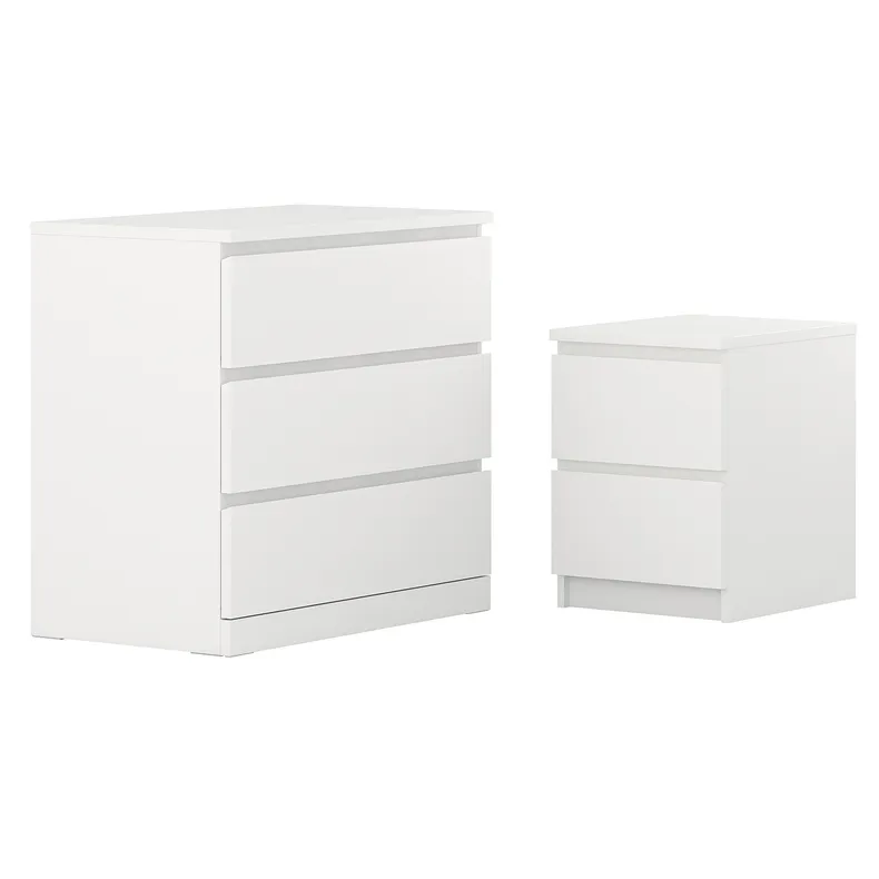 IKEA MALM МАЛЬМ, комплект мебели для спальни,2 предм, белый 294.834.13 фото №1