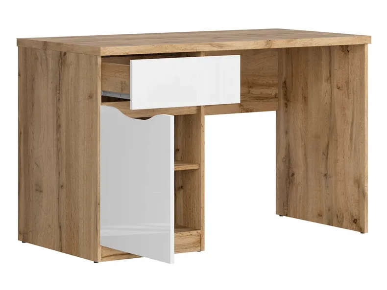 Письмовий стіл BRW Nuis, 120х60 см, дуб вотан/білий глянець BIU1D1S-DWO/BIP фото №3