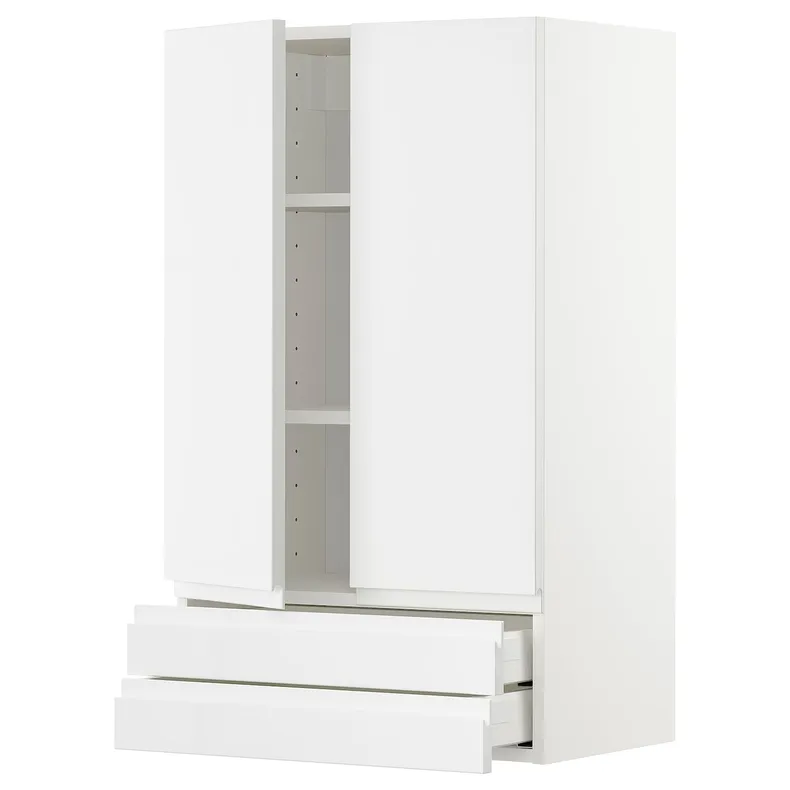 IKEA METOD МЕТОД / MAXIMERA МАКСІМЕРА, навісна шафа, 2 дверцят / 2 шухляди, білий / ВОКСТОРП глянцевий / білий, 60x100 см 894.607.05 фото №1