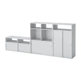 IKEA SPIKSMED СПИКСМЕД, шкаф для ТВ, комбинация, светло-серый, 234x32x96 см 495.652.38 фото
