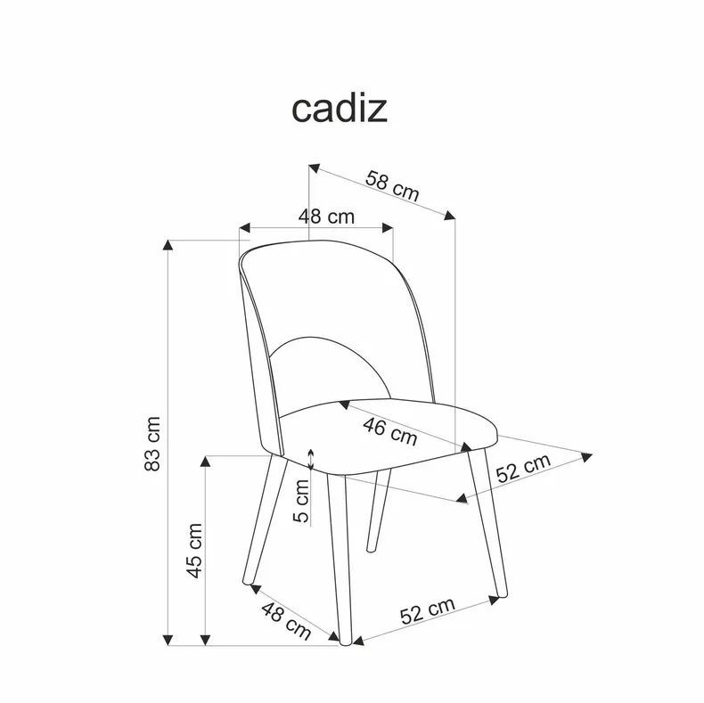 Стул деревянный HALMAR CADIZ, дуб натуральный, серый фото №3