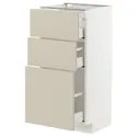 IKEA METOD МЕТОД / MAXIMERA МАКСИМЕРА, напольный шкаф с 3 ящиками, белый / гавсторпский бежевый, 40x37 см 494.267.37 фото thumb №1