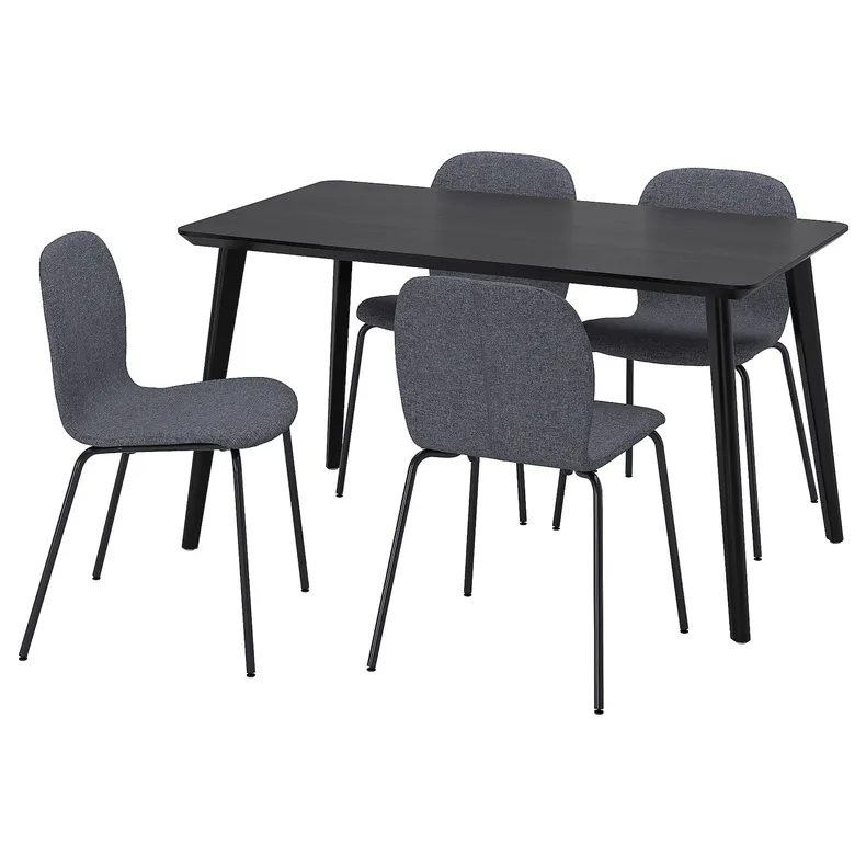 IKEA LISABO ЛИСАБО / KARLPETTER КАРЛПЕТТЕР, стол и 4 стула, черный / оранжевый средний серый черный, 140x78 см 895.167.69 фото №1