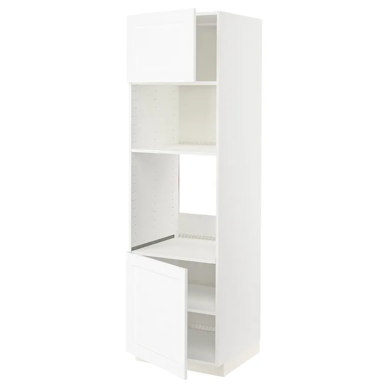 IKEA METOD МЕТОД, вис шаф д / дух / мікр печі / 2 двер / пол, білий Енкопінг / білий імітація дерева, 60x60x200 см 694.735.44 фото №1