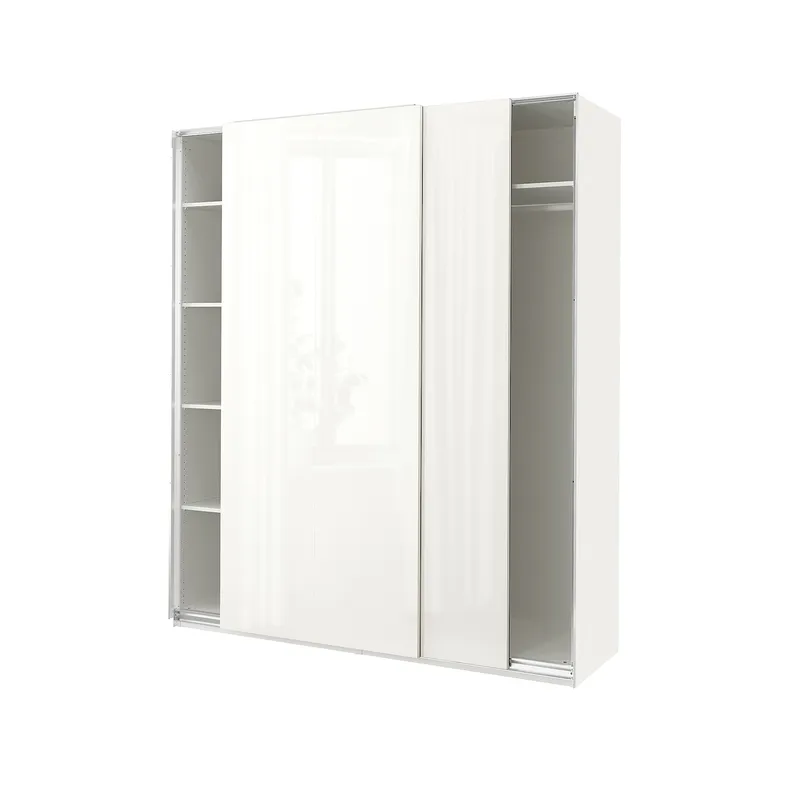 IKEA PAX ПАКС / HASVIK ХАСВІК, гардероб, білий/глянцевий/білий, 200x66x236 см 694.898.99 фото №1