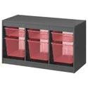 IKEA TROFAST ТРУФАСТ, комбінація для зберіган +контейнери, сірий / світло-червоний, 99x44x56 см 195.151.03 фото thumb №1