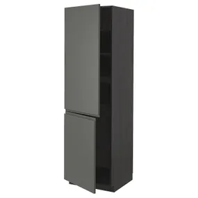 IKEA METOD МЕТОД, высокий шкаф с полками / 2 дверцы, черный / Воксторп темно-серый, 60x60x200 см 894.623.61 фото