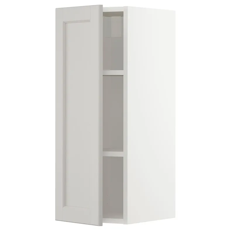 IKEA METOD МЕТОД, шафа навісна із полицями, білий / світло-сірий Lerhyttan, 30x80 см 194.605.01 фото №1