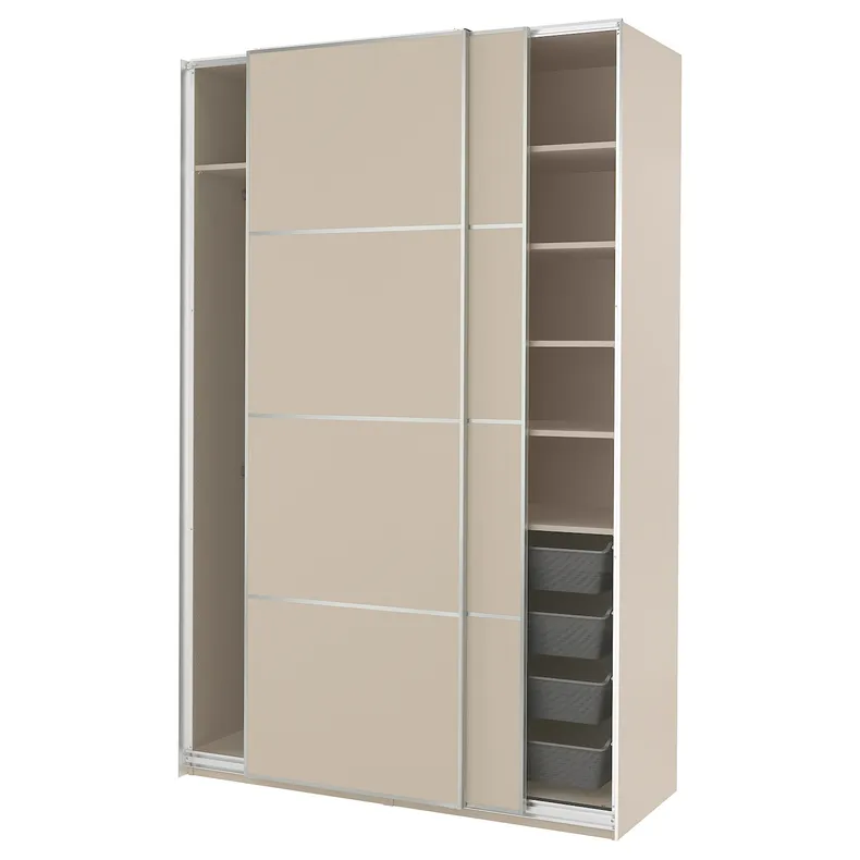 IKEA PAX ПАКС / MEHAMN МЕХАМН, гардероб с раздвижными дверьми, серый беж / 2стр серый беж, 150x66x236 см 895.622.47 фото №1