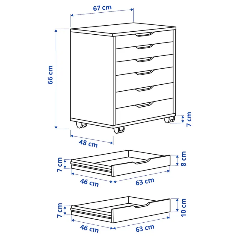 IKEA ALEX, Комод на колесиках, тёмно-серый, 67x66 см 205.888.91 фото №7