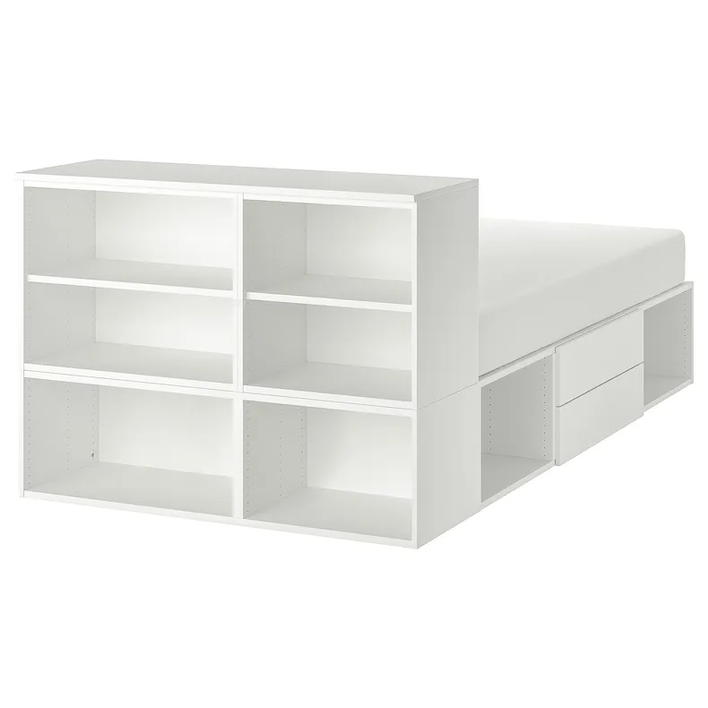 IKEA PLATSA ПЛАТСА, каркас кровати с 2 ящиками, белый / фонны, 142x244x103 см 993.029.18 фото №1