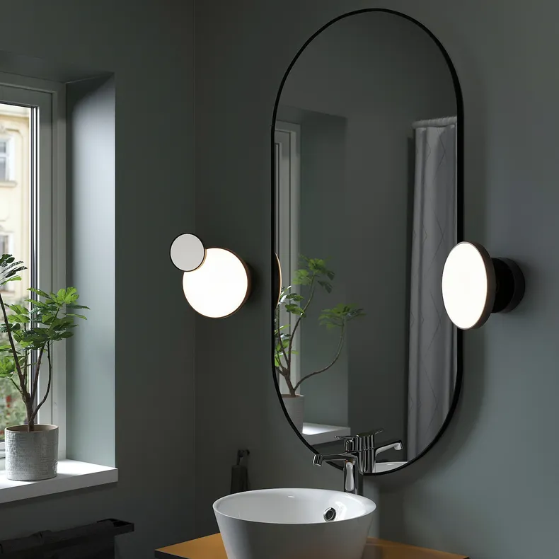 IKEA KABOMBA КАБУМБА, светодиодное бра с зеркалом, может быть тонирована в матовый / черный цвет, 20 см 604.852.83 фото №3