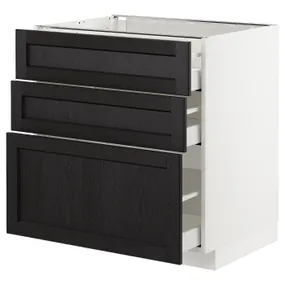 IKEA METOD МЕТОД / MAXIMERA МАКСИМЕРА, напольный шкаф с 3 ящиками, белый / Лерхиттан с черными пятнами, 80x60 см 692.568.47 фото