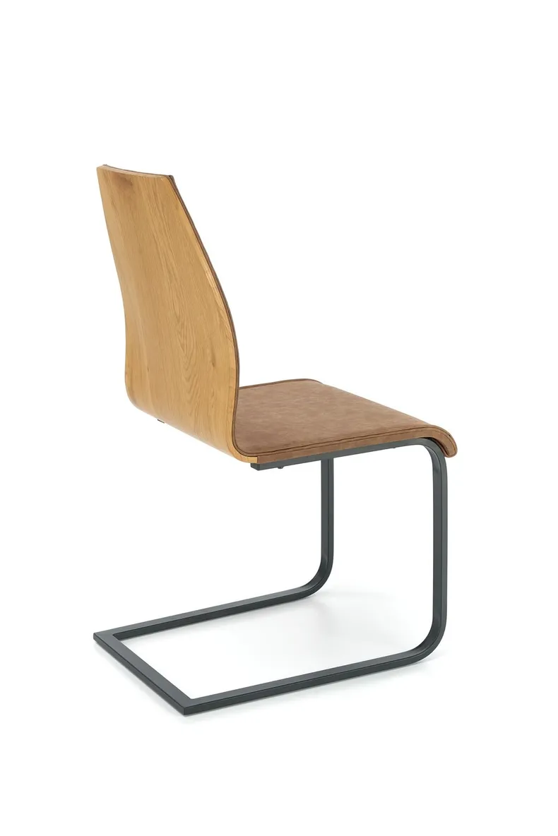 Кухонний стілець HALMAR K265 чорний/коричневий/дуб медовий фото №2