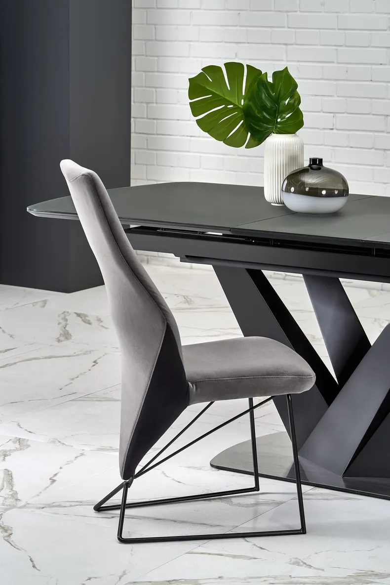 Обеденный стол раскладной HALMAR PATRIZIO 160-200x90 см, столешница - темный ясен, ножка - черный фото №17
