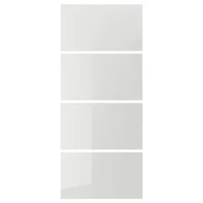 IKEA HOKKSUND ХОККСУНД, 4 панелі для рами розсувних дверцят, глянцевий світло-сірий, 100x236 см 003.823.44 фото
