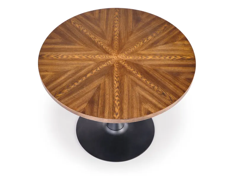 Стол кухонный круглый HALMAR CARMELO 100x100 см, столешница - орех, ножка - черный фото №8