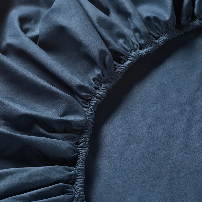 IKEA ULLVIDE УЛЛЬВІДЕ, простирадло на резинці, темно-синій, 160x200 см 503.427.70 фото №5
