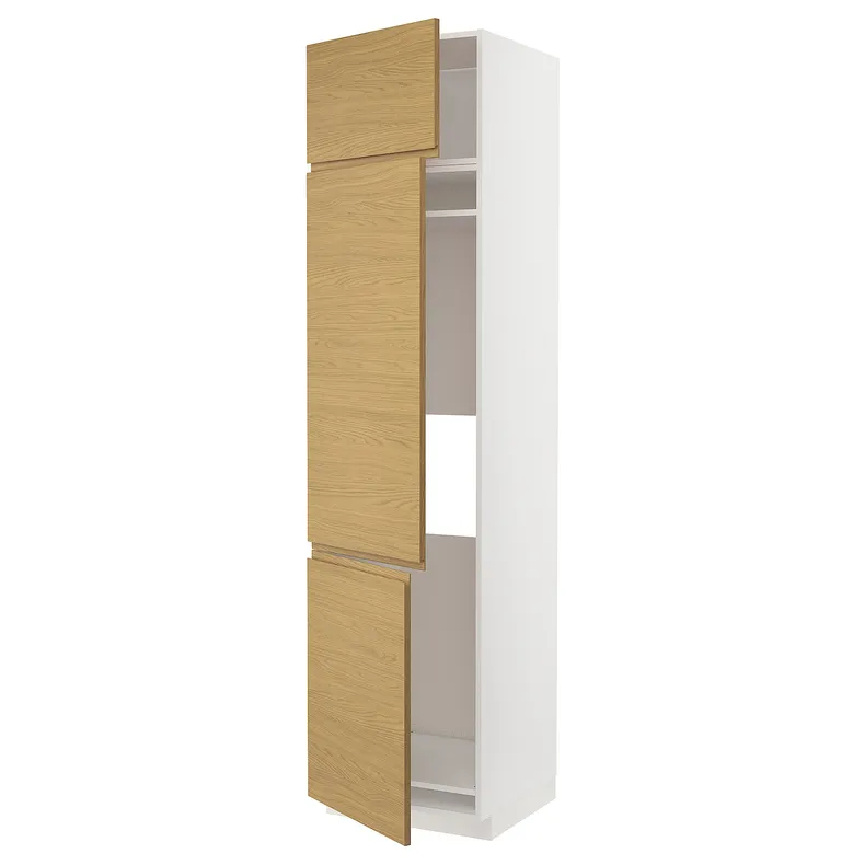 IKEA METOD МЕТОД, высокий шкаф д / холод / мороз / 3 дверцы, белый / Воксторп имит. дуб, 60x60x240 см 895.378.75 фото №1