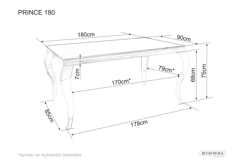 Стіл обідній SIGNAL PRINCE, чорний / хром, 90x150 фото №4
