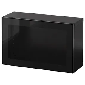 IKEA BESTÅ БЕСТО, комбинация настенных шкафов, черный / коричневый Стекловик / черное прозрачное стекло, 60x22x38 см 694.293.39 фото