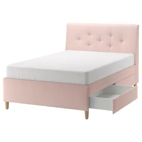 IKEA IDANÄS ІДАНЕС, ліжко м'яка оббивка+місце д/зберіг, Gunnared блідо-рожевий, 140x200 см 804.471.67 фото