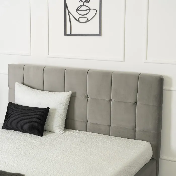 Кровать двуспальная бархатная MEBEL ELITE PANAMA Velvet, 160x200 см, Серый фото №5