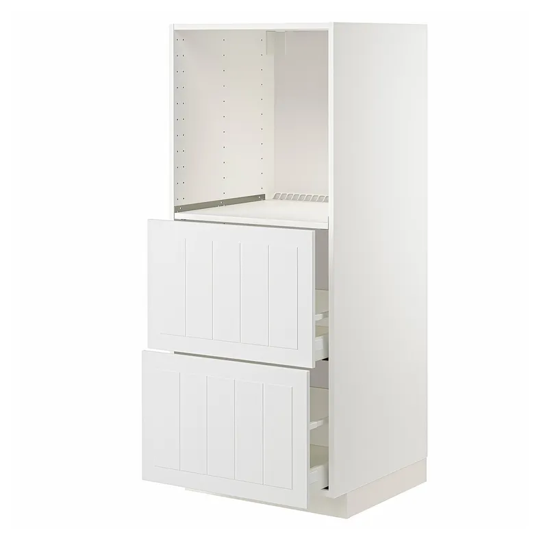 IKEA METOD МЕТОД / MAXIMERA МАКСІМЕРА, висока шафа, 2 шухляди для духовки, білий / стенсундський білий, 60x60x140 см 294.093.95 фото №1